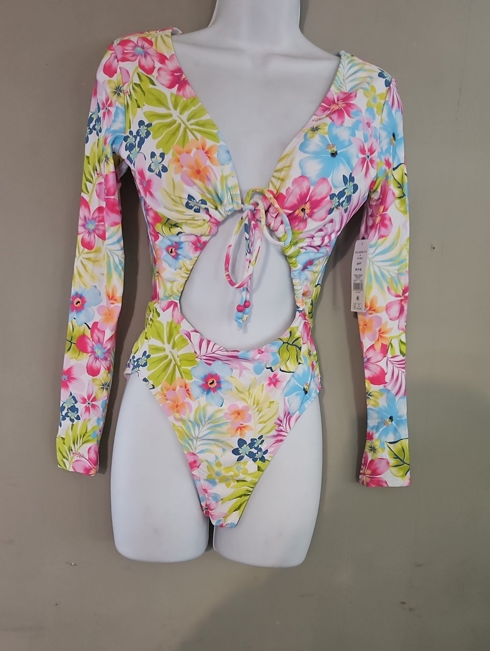 Celebrity Pink Multicolor Tropical Floral Rashguard - Pink, Blue, Yellow, Green